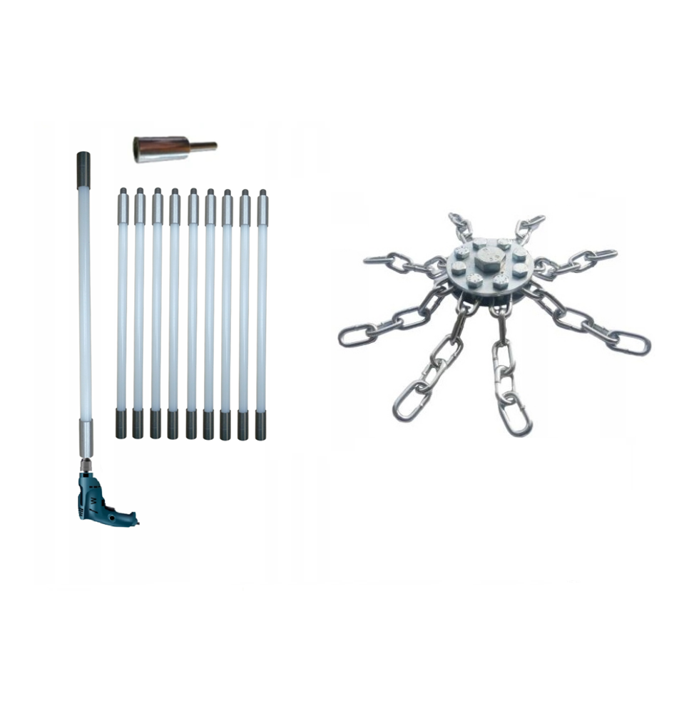 ZESTAW DO MECHANICZNEGO CZYSZCZENIA KOMINA OD DOŁU 9M + 1 GŁOWICA ŁAŃCUCHOWA (8)