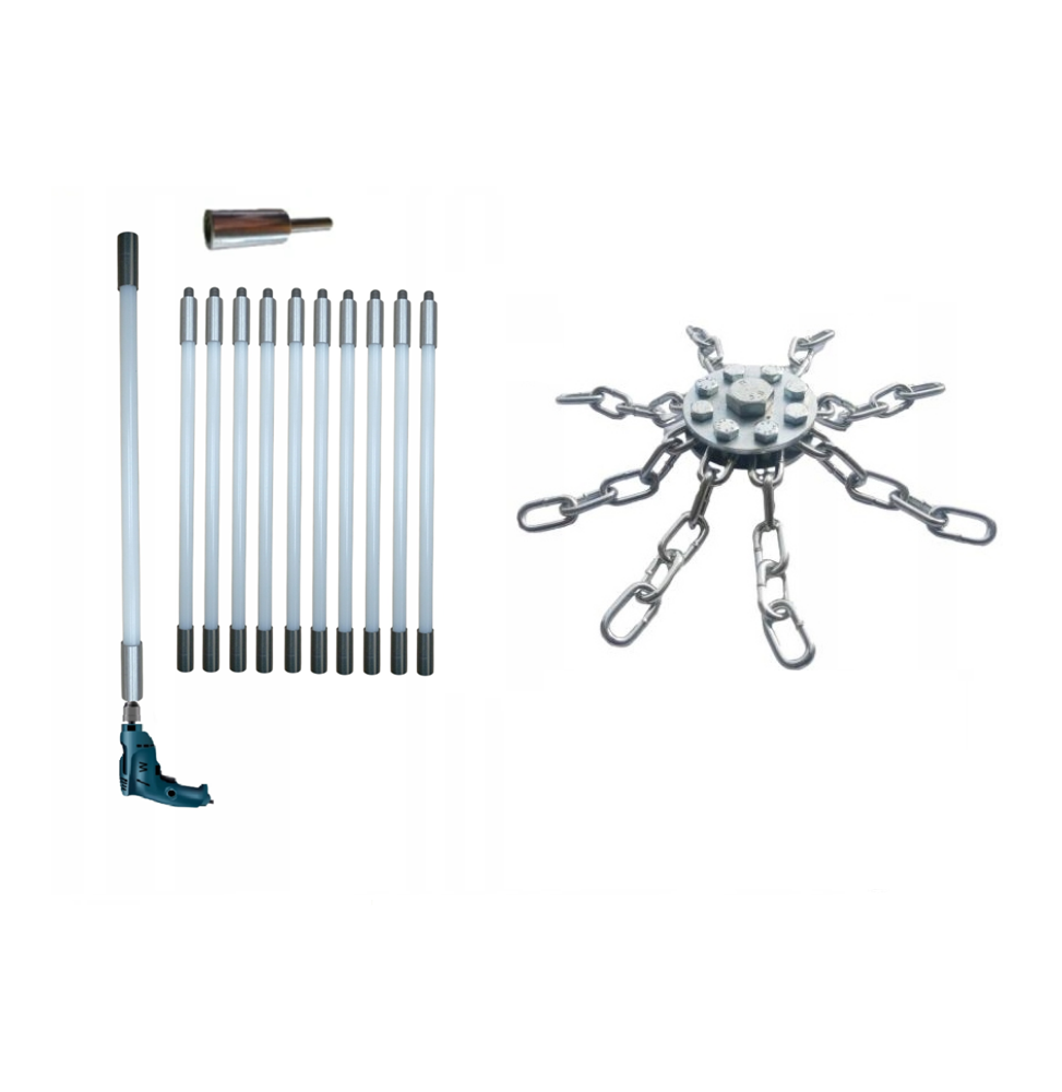 ZESTAW DO MECHANICZNEGO CZYSZCZENIA KOMINA OD DOŁU 10M + 1 GŁOWICA ŁAŃCUCHOWA (8)