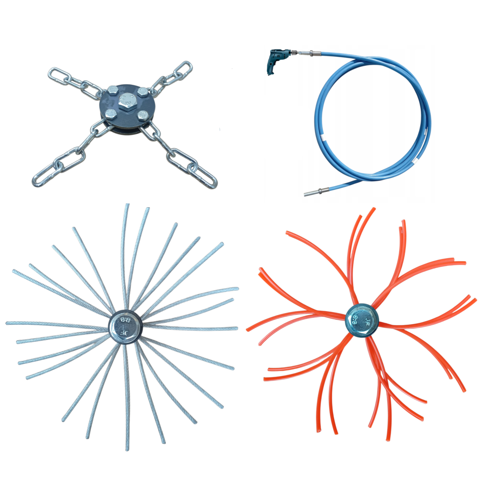 ZESTAW LANCA DO CZYSZCZENIA KOMINA NA WIERTARKĘ 5M + 3 GŁOWICE (4)