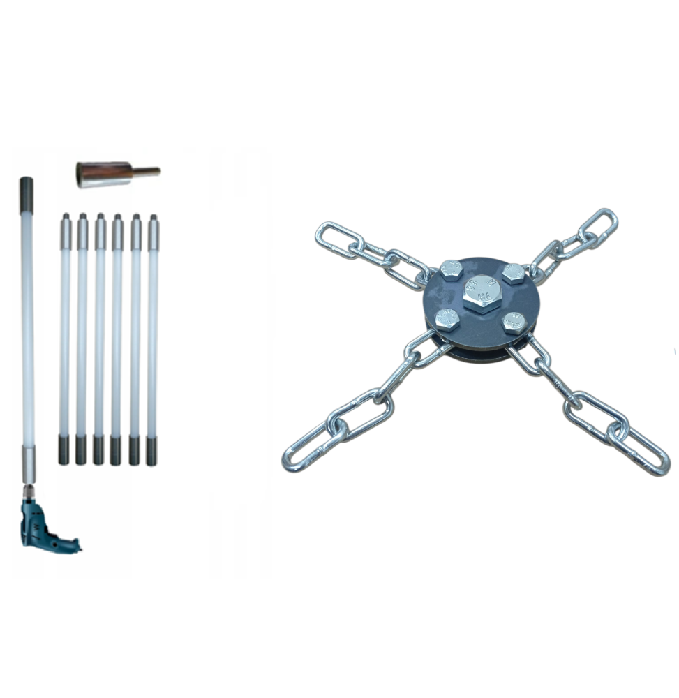 ZESTAW DO MECHANICZNEGO CZYSZCZENIA KOMINA OD DOŁU 6M + 1 GŁOWICA ŁAŃCUCHOWA (4)