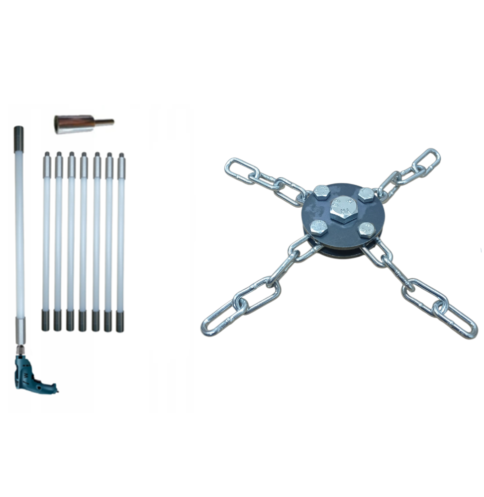 ZESTAW DO MECHANICZNEGO CZYSZCZENIA KOMINA OD DOŁU 7M + 1 GŁOWICA ŁAŃCUCHOWA (4)