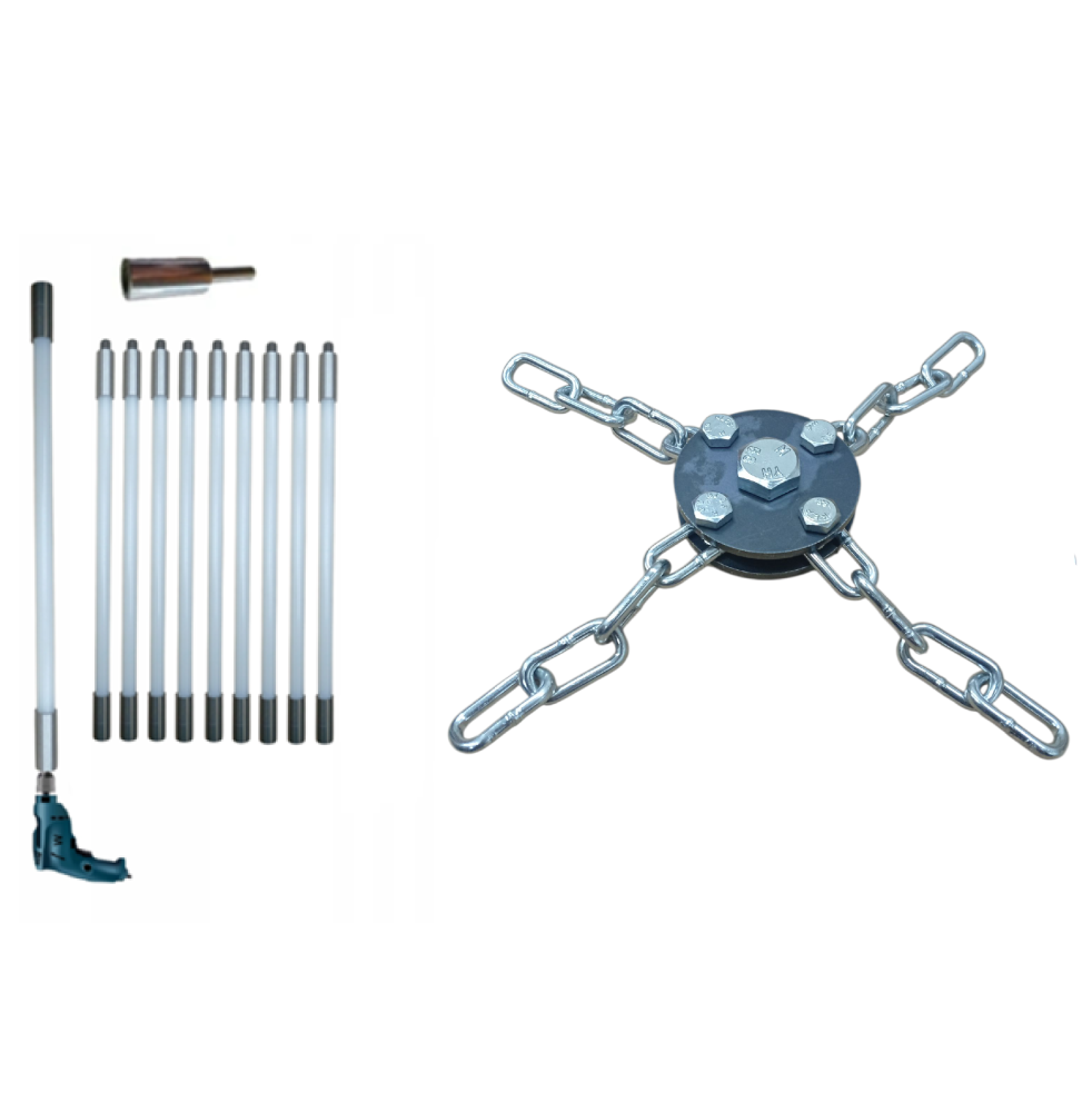 ZESTAW DO MECHANICZNEGO CZYSZCZENIA KOMINA OD DOŁU 9M + 1 GŁOWICA ŁAŃCUCHOWA (4)