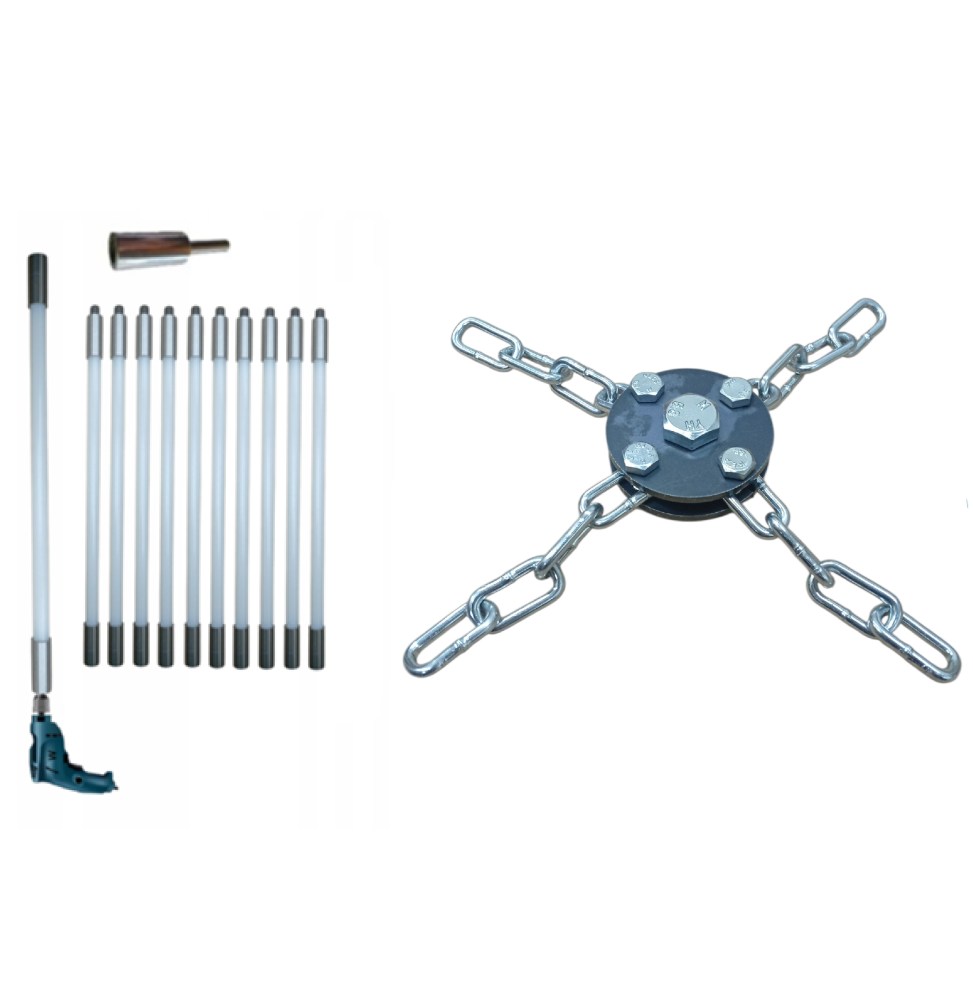 ZESTAW DO MECHANICZNEGO CZYSZCZENIA KOMINA OD DOŁU 10M + 1 GŁOWICA ŁAŃCUCHOWA (4)