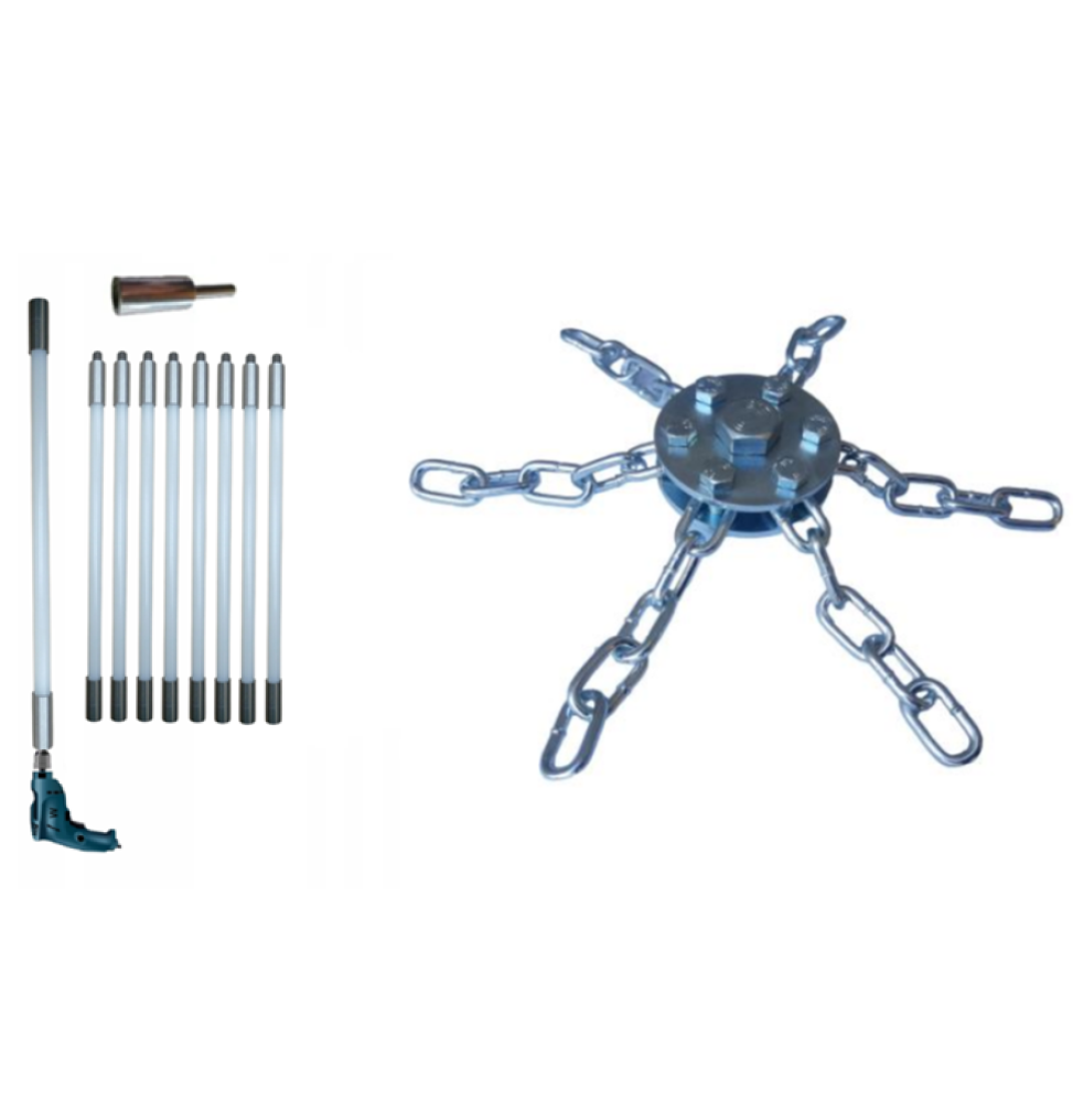 ZESTAW DO MECHANICZNEGO CZYSZCZENIA KOMINA OD DOŁU 8M + 1 GŁOWICA ŁAŃCUCHOWA (6)