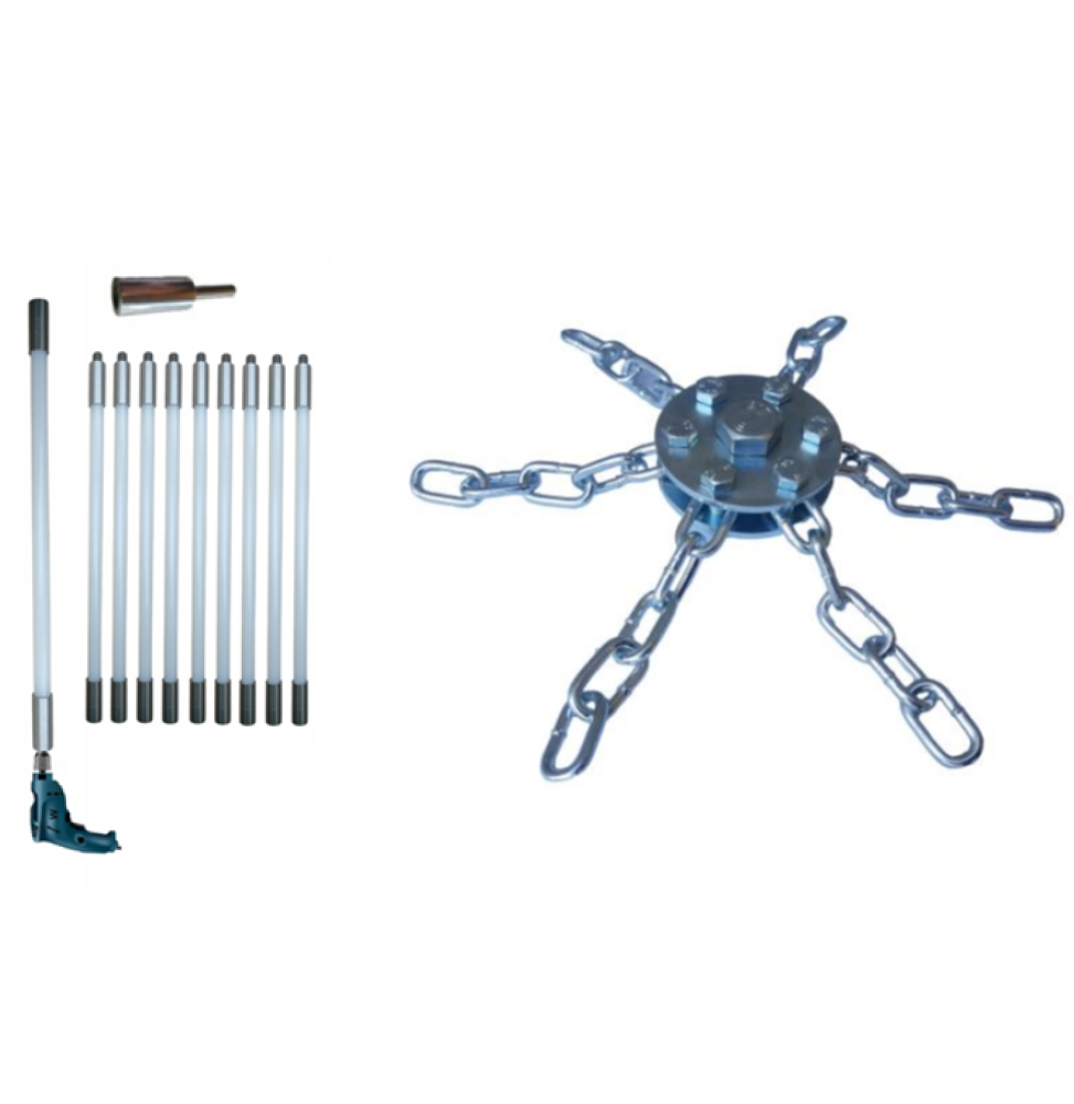 ZESTAW DO MECHANICZNEGO CZYSZCZENIA KOMINA OD DOŁU 9M + 1 GŁOWICA ŁAŃCUCHOWA (6)