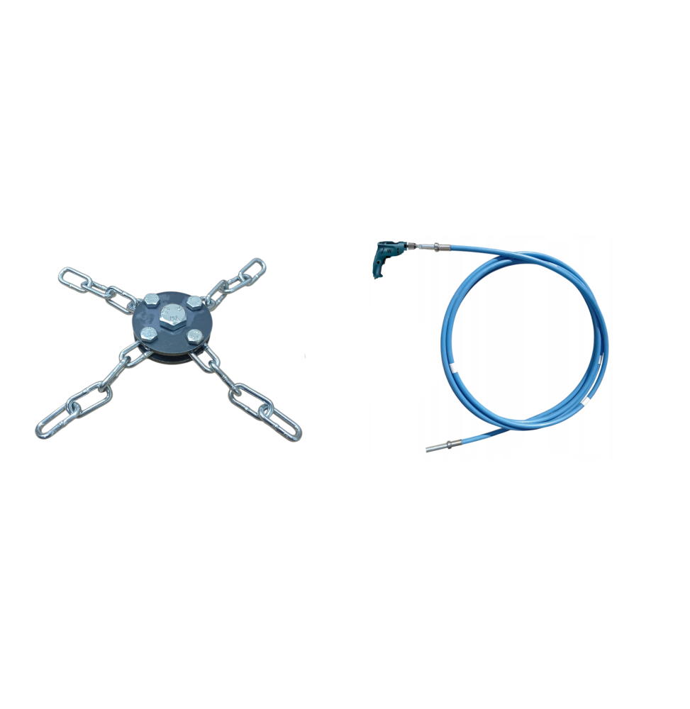 ZESTAW LANCA DO CZYSZCZENIA KOMINA NA WIERTARKĘ 8M + 1 GŁOWICA (4)